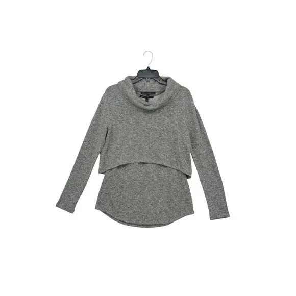 White House Black Market Gray Layered Knit Cowl Neck Sweater + Tank Set (Size S) - Picture 5 of 16